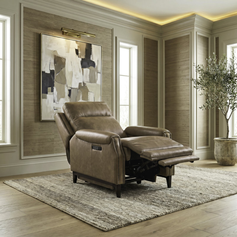 Fauteuil inclinable électrique Jodena, Beige Leather, Électrique - Bouton-poussoir