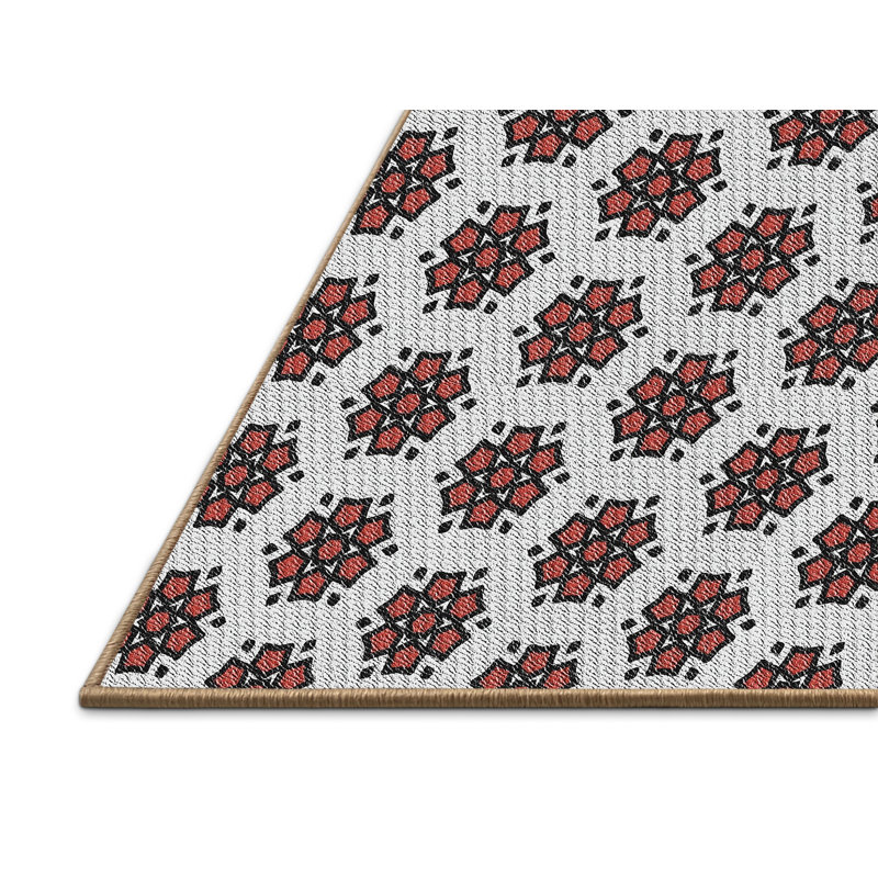 Tapis gris/rouge/brun à motifs Hillhouse, Rectangle 8 pi x 12 pi