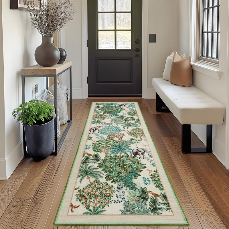 Animal Print Braided Area Rug, Beige, 290*200cm