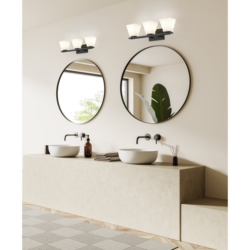 Ensemble de meuble-lavabo 3 lumières Teyona, Noir mat