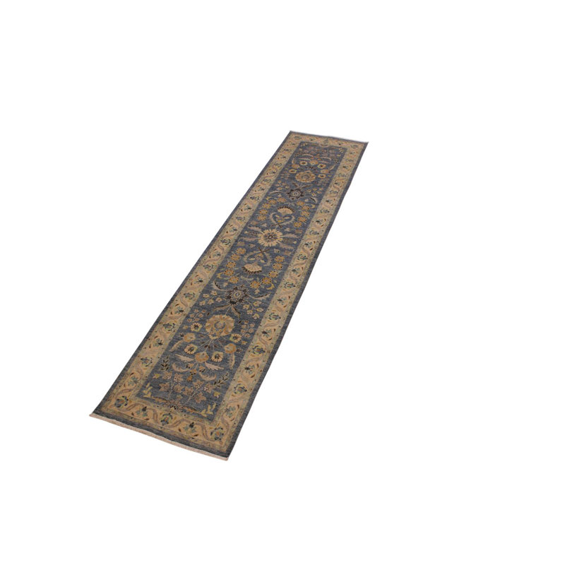 Tapis de couloir gris / beige en laine noué à la main 2 pi 10 po x 11 pi 10 po Grigori