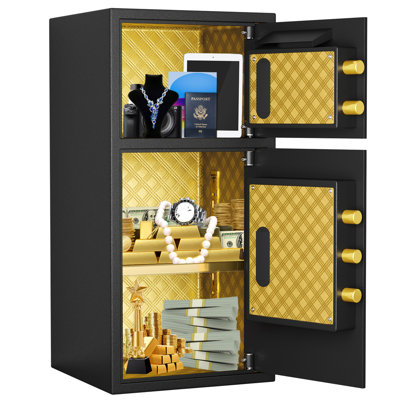 Coffre-fort numérique à double porte 6,0 pi³ à double porte - Coffre-fort avec code caché, double alarme et sac imperméable ignifuge (maison / bureau / hôtel)