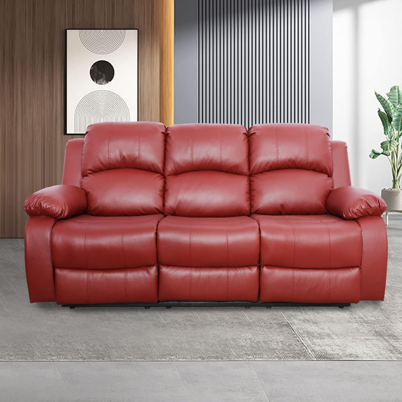 Canapé inclinable 3 places, Similicuir rouge