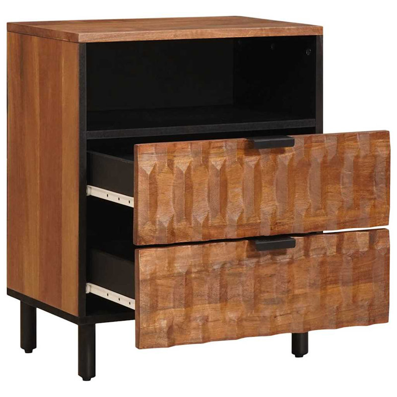 50cm W Solid Wood Bedside Table, Brown