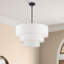 Lustre suspendu moyen en bronze 5 lumières avec abat-jour rigide en tissu blanc cassé fabriqué à la main-1678665295-1678665280