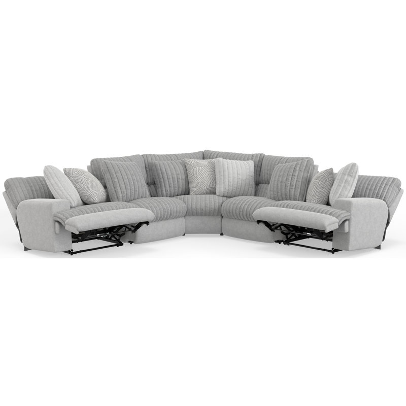 Ziera Upholstered Reclining Curved Sectional Symmetrical, Manual
