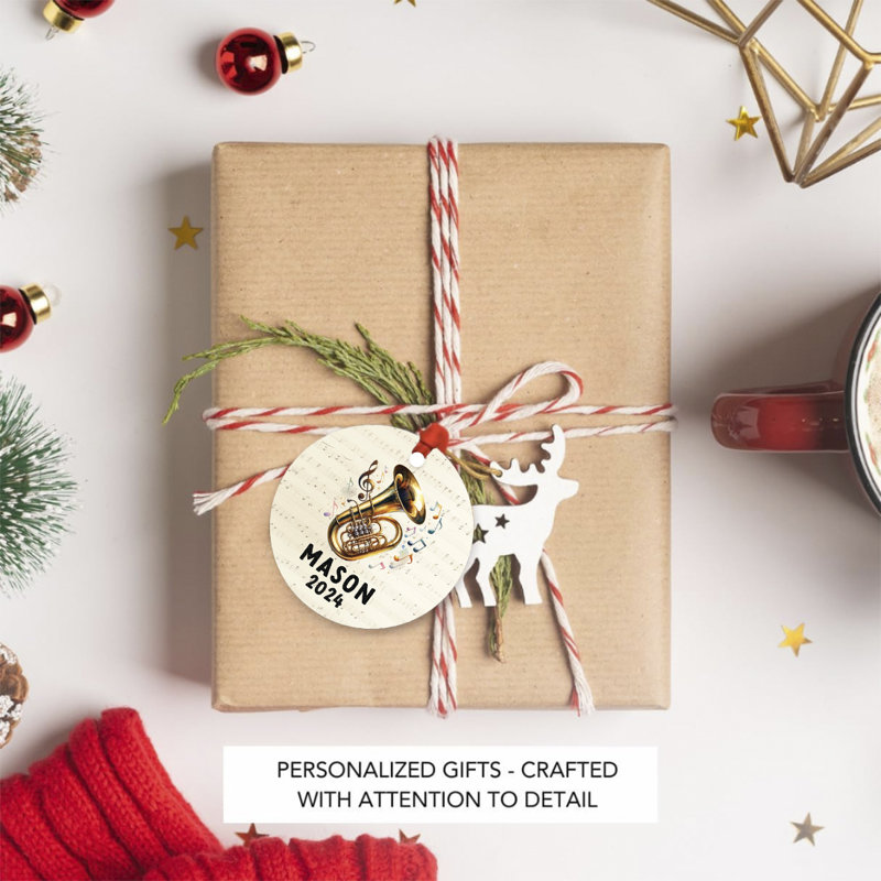 Ornement de Noël personnalisé en métal Tuba pour les musiciens ou les artistes, Yes