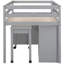Lit mezzanine simple gris avec bureau et rangement, fabrication en bois massif pour une durabilité de rangement sur tablette latérale - Conception compacte-675481200-675481203