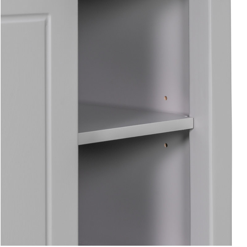 30" Gray Solid Pine Wood Bathroom Vanity Base with Storage