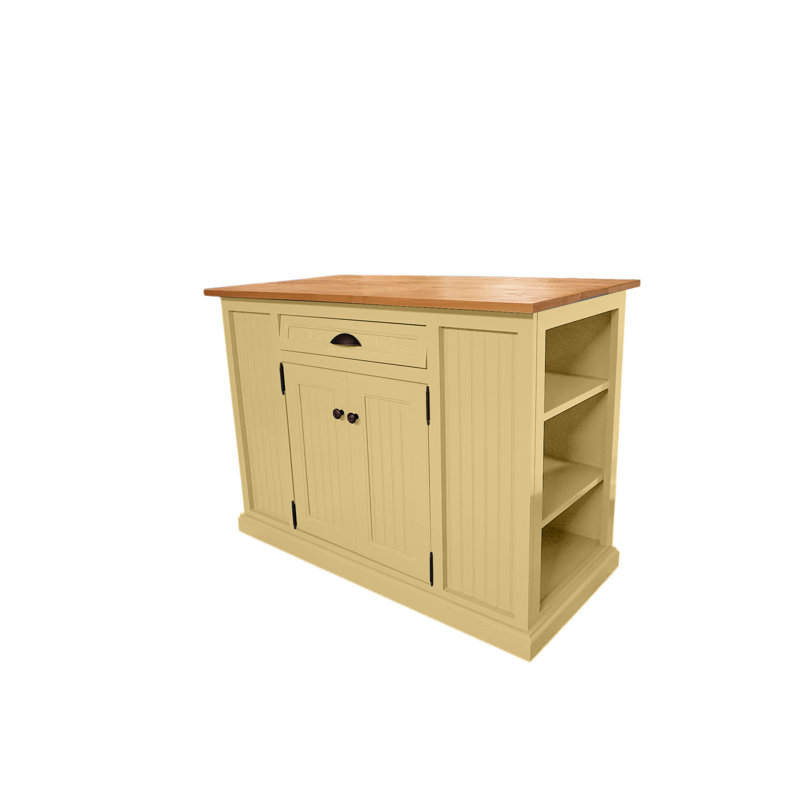 Assil Solid Wood Kitchen Island, Cupola Yellow