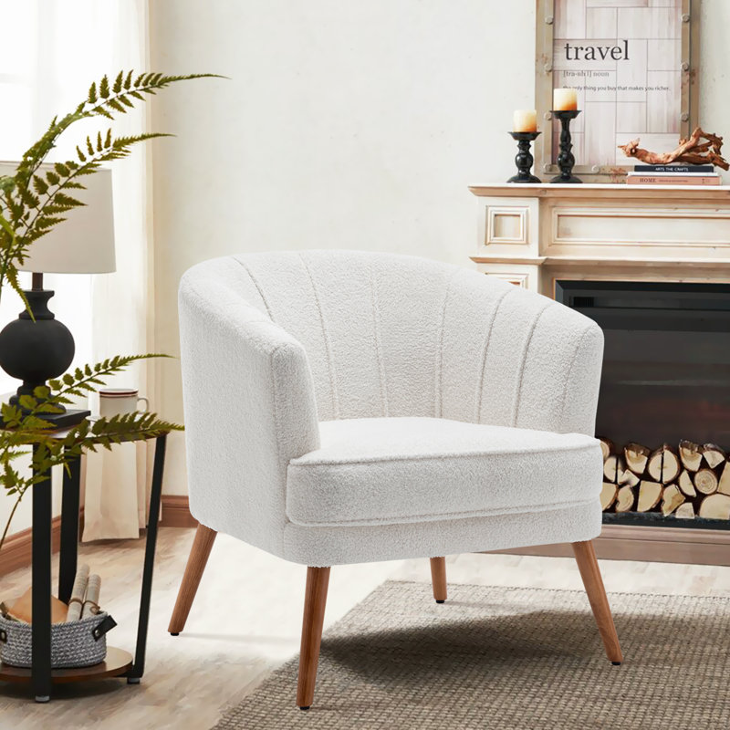 Walsall Upholstered Armchair, White Teddy Wool