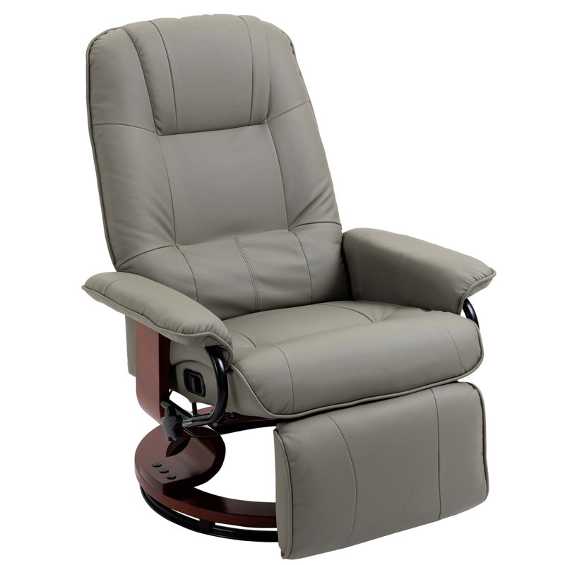 Fauteuil inclinable manuel en similicuir avec base pivotante en bois et accoudoirs rembourrés pour plus de confort et de style