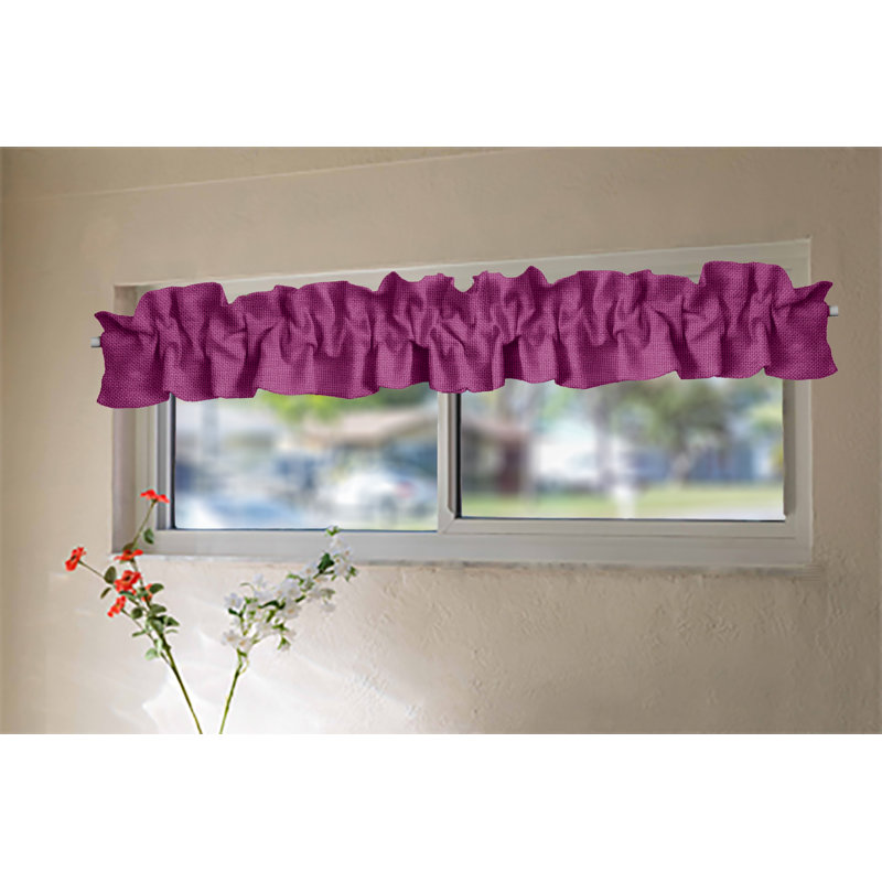 Ruffled Window Valance, 120" W x 9" L, Fuchsia