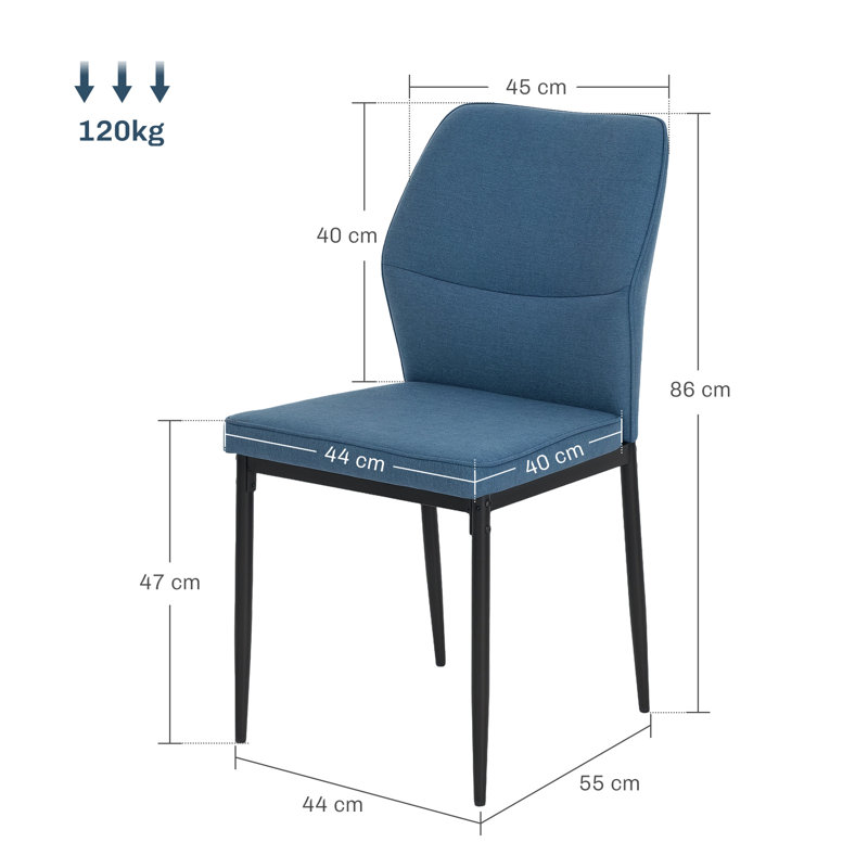 47cm H Polyester Upholstered Side Chair, Blue
