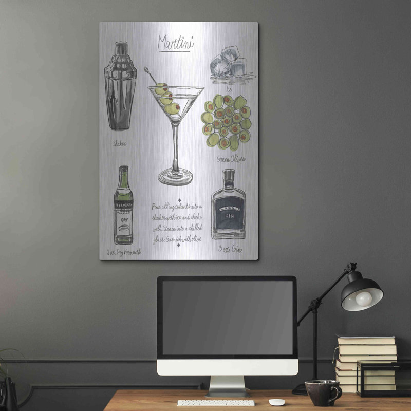 «Classic CocktailMartini» par Naomi McCavitt, art mural en métal, H 36 po x l 24 po