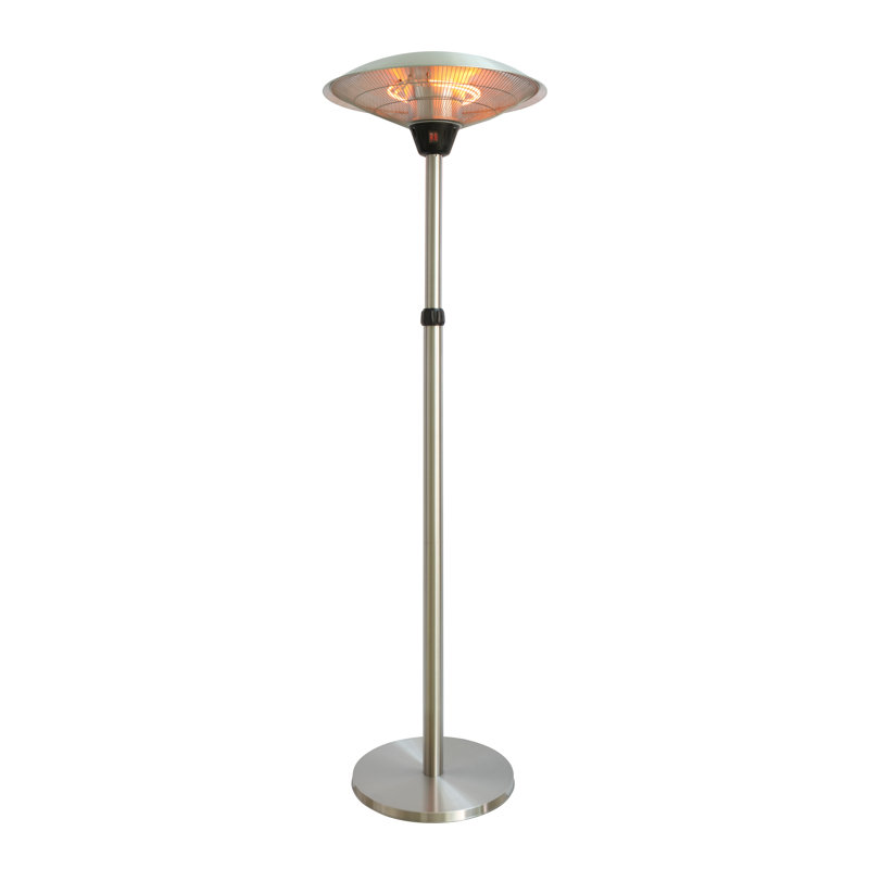 Silver Aluminum Electric Standing Patio Heater with Emergency Shut Off