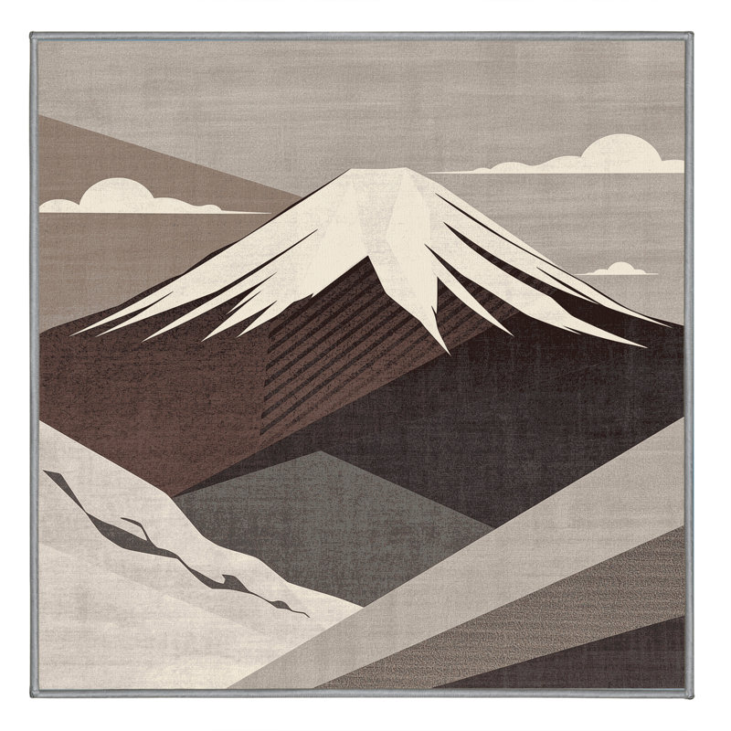 Machine Washable Pacchiana Modern Geometric Rug in Gray – Gray Binding, 6' Square