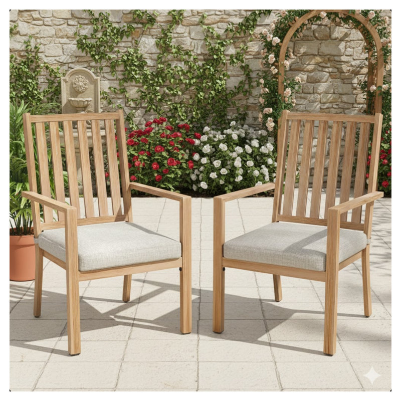 Ensemble de 2 chaises de patio en aluminium toutes saisons avec finition kaki clair
