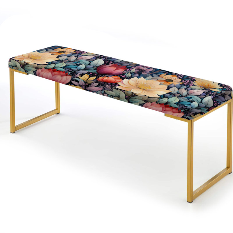 Banc floral rembourré or, Watercolor Whimsy Red Elegant Floral Grace