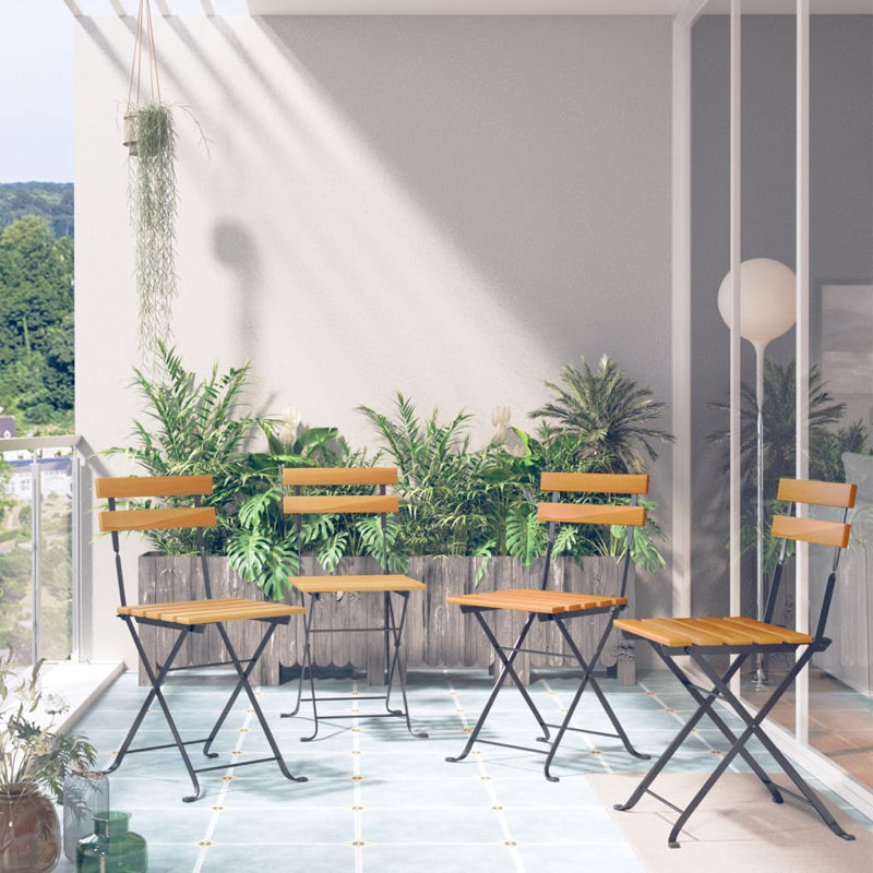 Chaise d'appoint de patio pliante en acacia