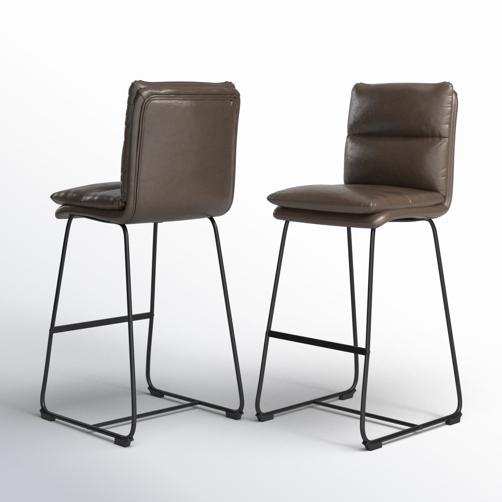 Volana Bar Stool, Brown Faux Leather, Bar Stool (30" Seat Height)