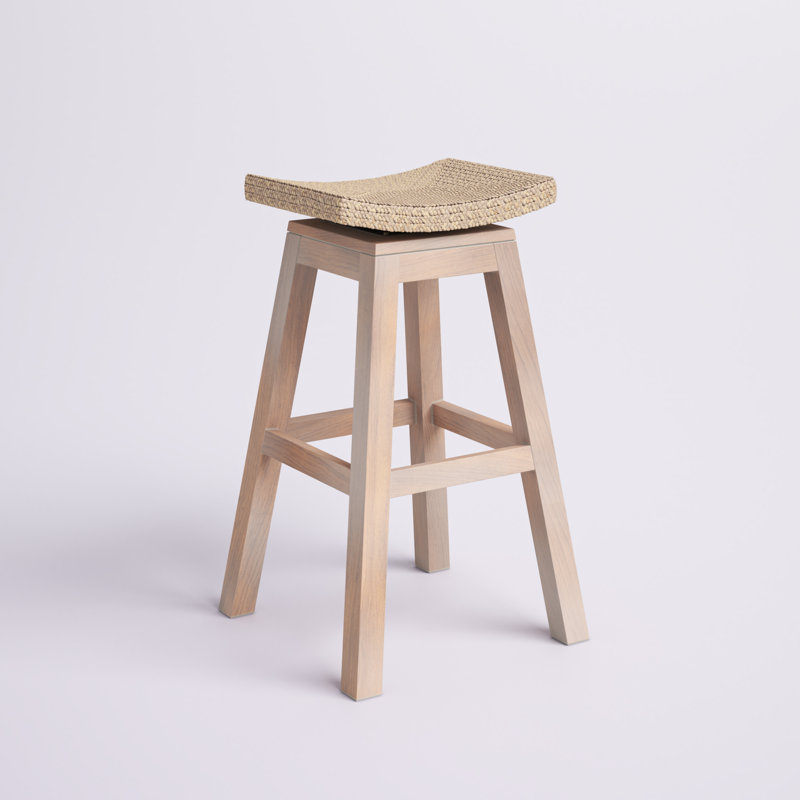 Geneieve Swivel Counter Stool with Solid Wood Frame, White, Bar Stool (30" Seat Height)