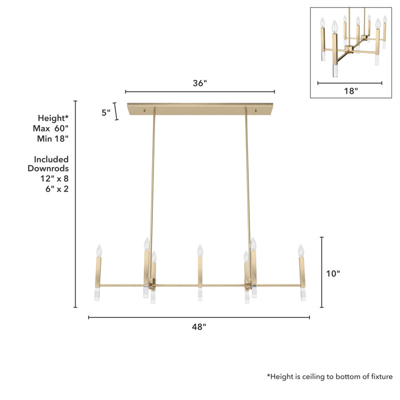 Sunjai 7 Light Linear Ceiling Light Fixture, Alturas Gold