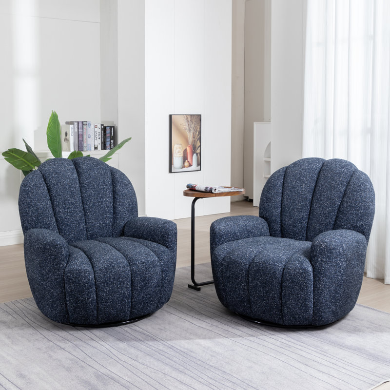 Petal Tufted Swivel Bucket Chair(Set Of 2), Blue
