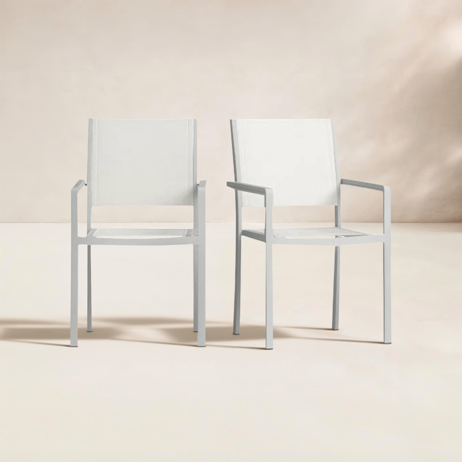 Aynura Stackable Patio Armchair, White/White