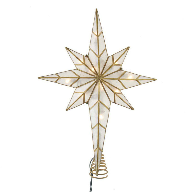Décoration pour sommet de sapin de Noël à 10 lumières Kurt Adler, étoile de Bethléem, 16,5 po, Doré