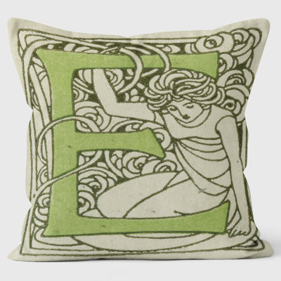 Art Nouveau Alphabet "E" Cushion