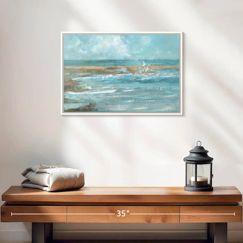 Breaking Waves IV, 19 po x 13 po, Cadre flottant blanc