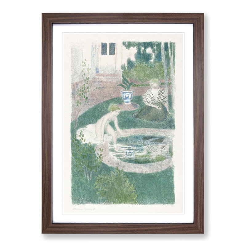 The Reflection in the Fountain by Maurice Denis - Picture Frame Painting, Walnut Framed, 36cm H x 27cm W x 2cm D