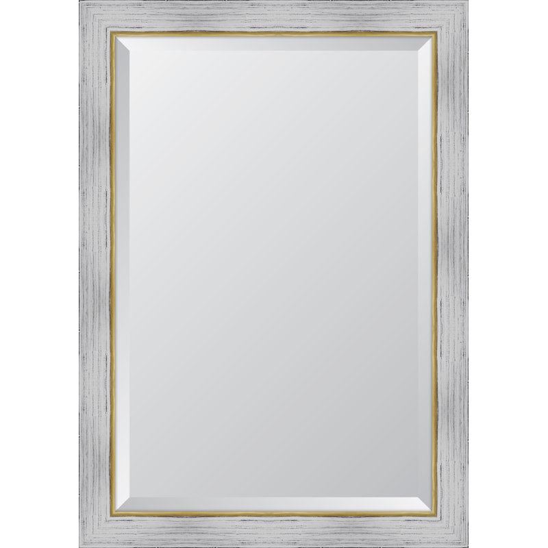 Miroir d’appoint biseauté brizzia, 27 po x 39 po, Blanc / or