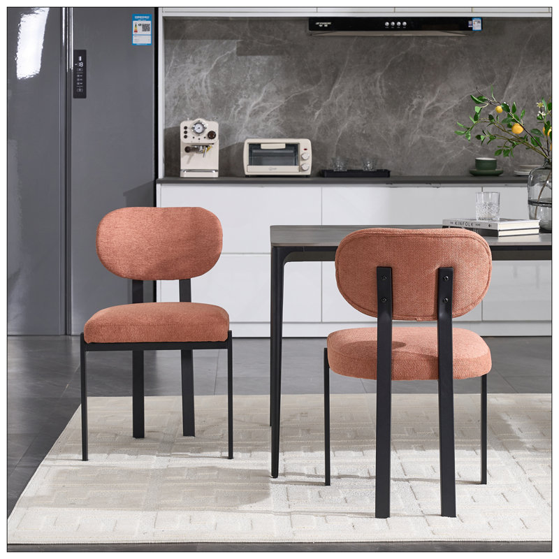 Ensemble de 2 chaises de salle à manger modernes rembourrées avec pieds en métal noir Boucle
