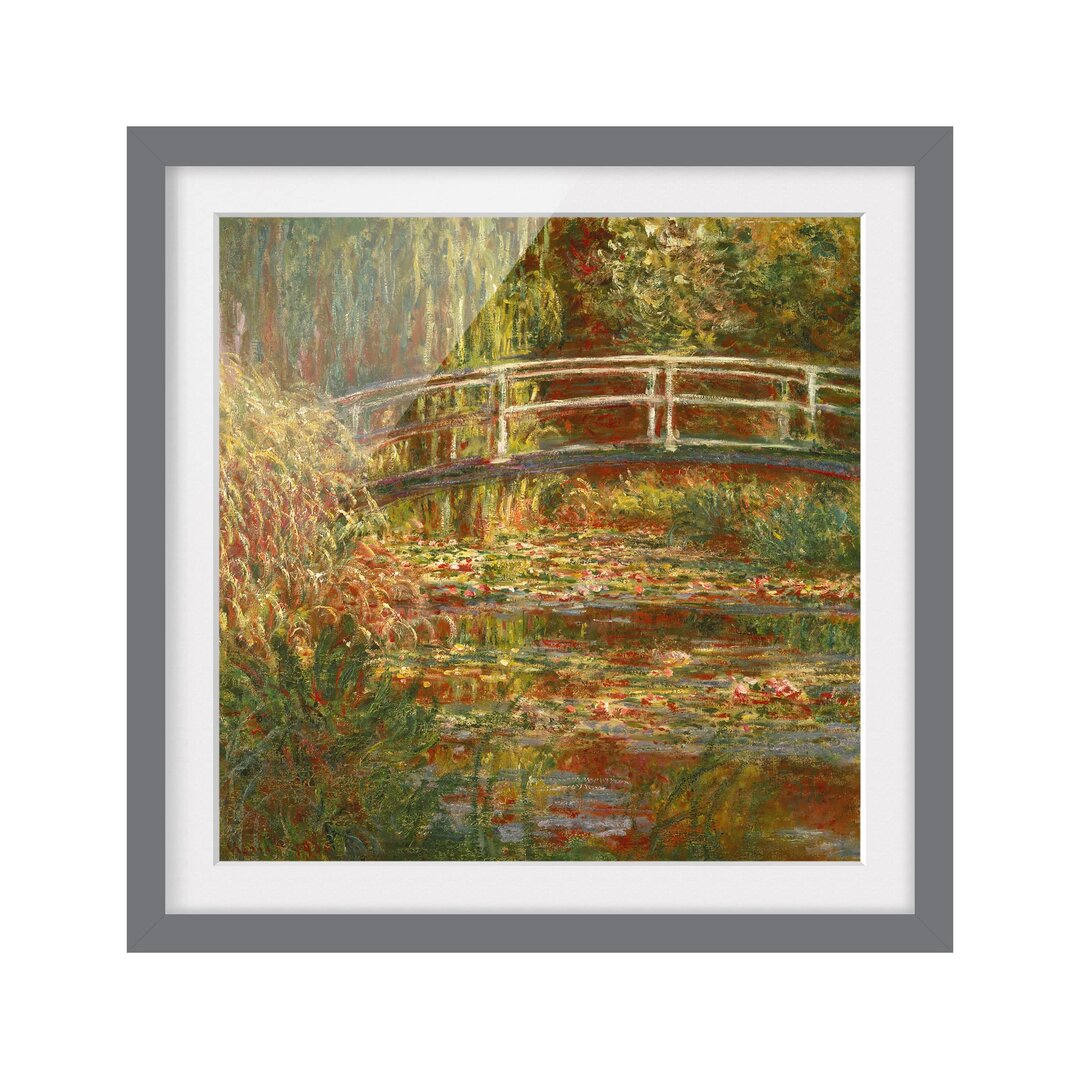 Gerahmter Kunstdruck Seerosenteich und japanische BrÃ¼cke (Harmonie in Rosa) von Claude Monet