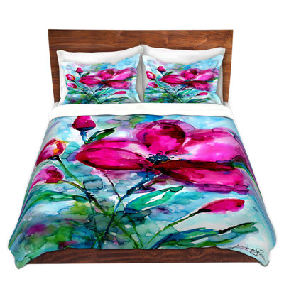 Ensemble de housse de couette en microfibre DiaNoche par Kathy Stanion - Magenta Joy