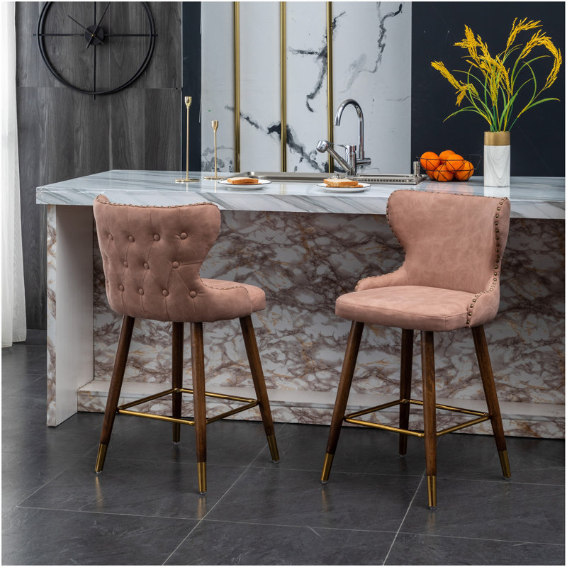Ensemble de 2 tabourets de comptoir Nevis Mid-Century