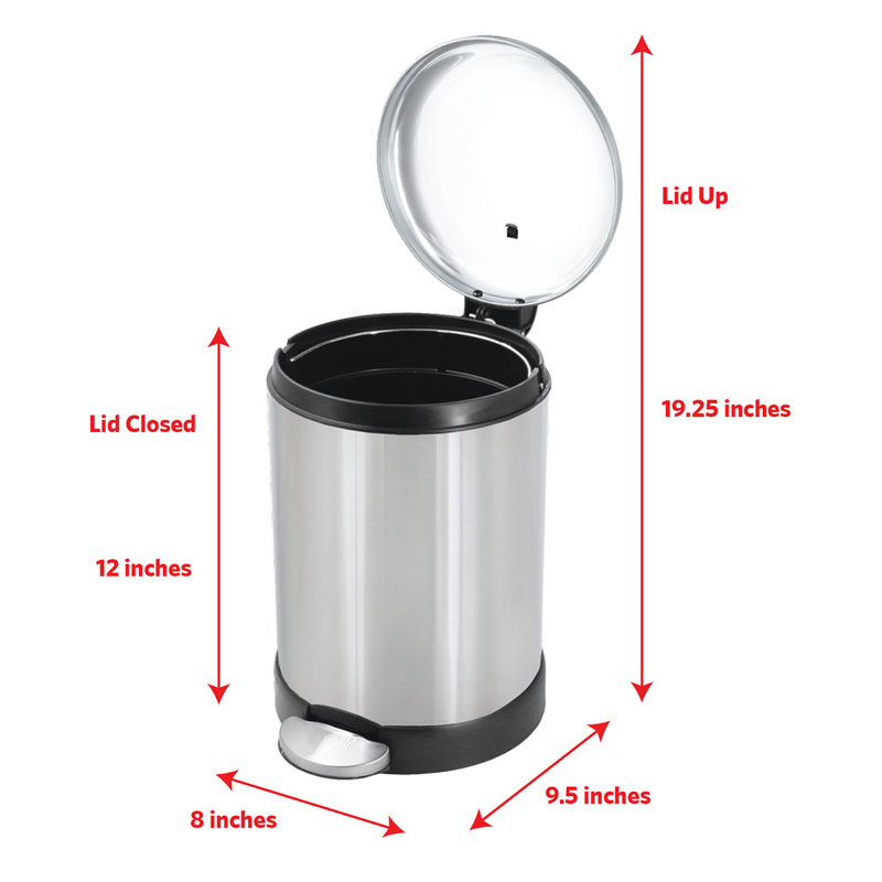 Petite poubelle ronde Glad 1,2 gallon, Argent argent