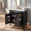 Meuble-lavabo autoportant en bois aggloméré 30 po avec lavabo en céramique blanc, armoire de salle de bain noire avec 2 tiroirs, tablettes de porte réglables et tiroir basculant-130996260-130996263