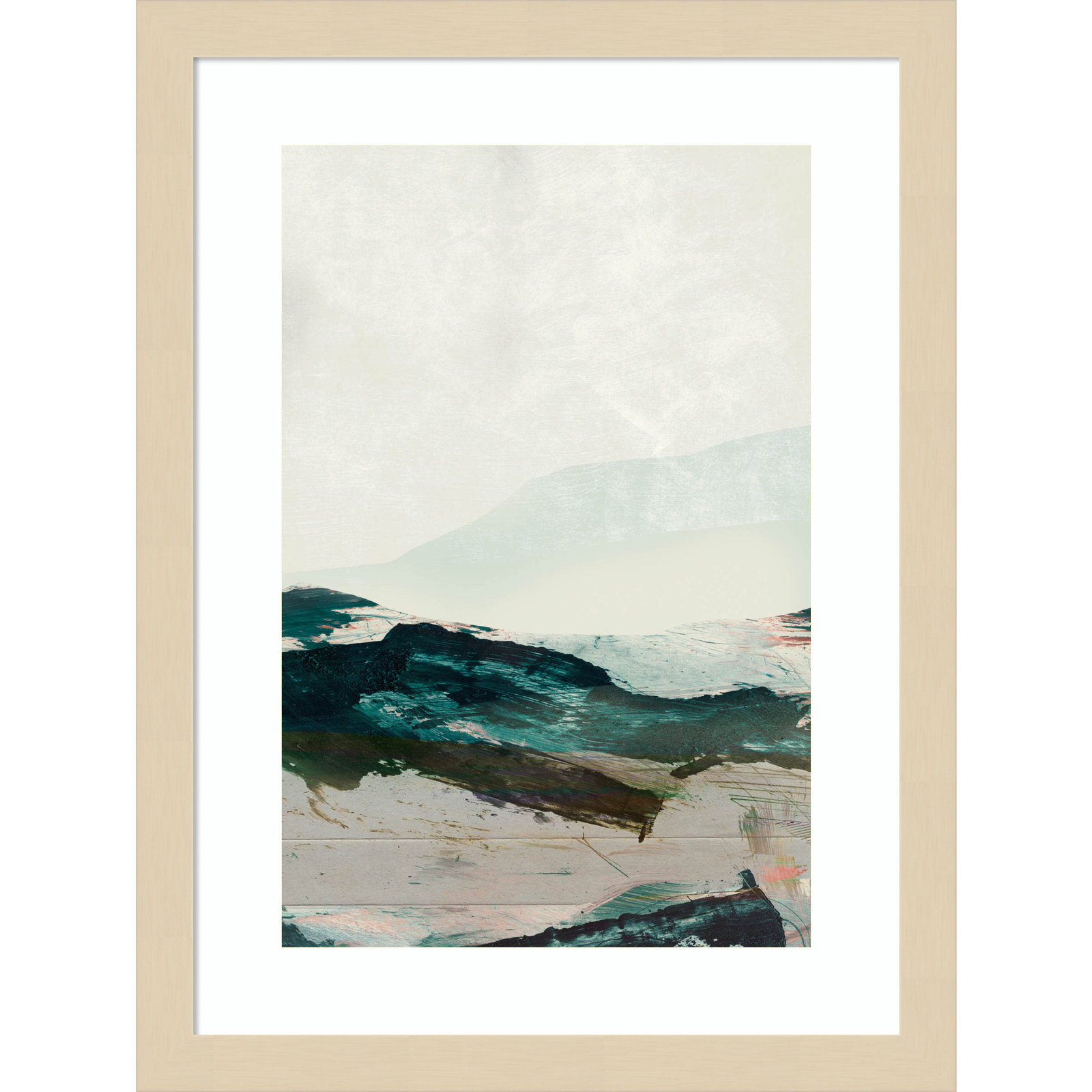 Cleve "Mountains No. 2" Print, Brown Framed, 17" H x 13" W