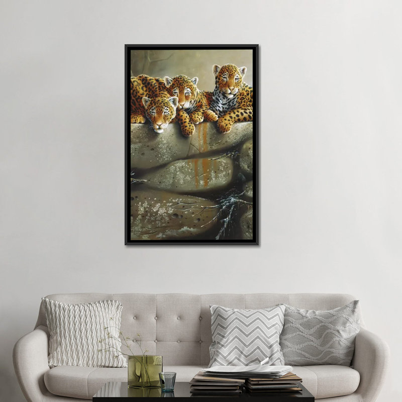 «Three Little Tigers» par Jan Weenink, reproduction d'art graphique sur toile, H 26 po x l 18 po x P 1,5 po, Pas de tapis