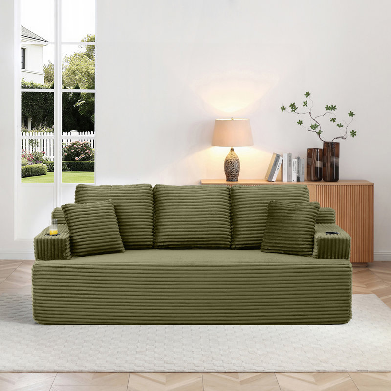 Canapé Boneless avec 2 coussins, 3, Vert