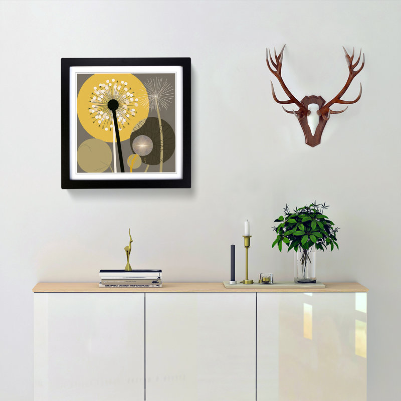 Dandelion Bauhaus No.1 - Framed Print, Black