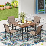 Wasil Square 4 - Person 37.8'' L Outdoor Restaurant Dining Set