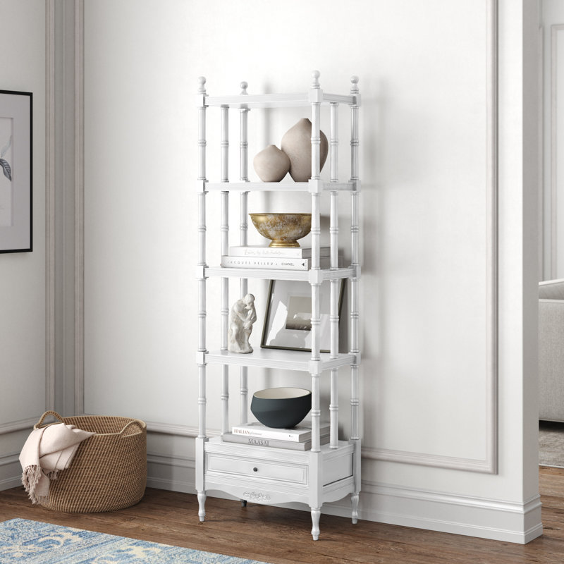Bibliothèque Aodee, Blanc antique, (4 Shelves) 55” H x 22” W x 13” D