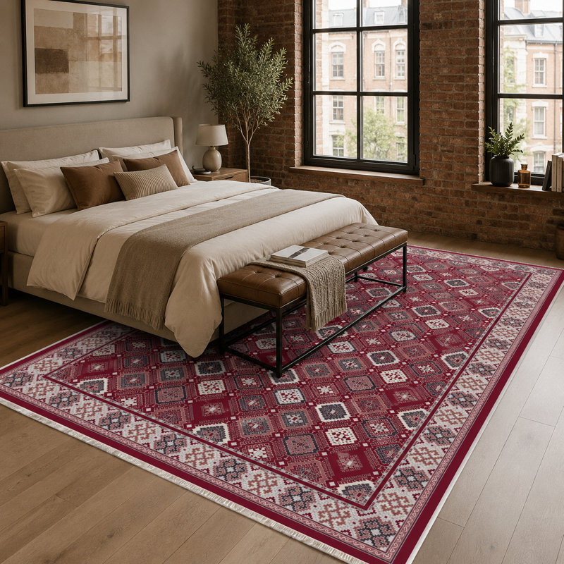 Oriental Cotton and Chenille Flatweave Area Rug, 160 cm round