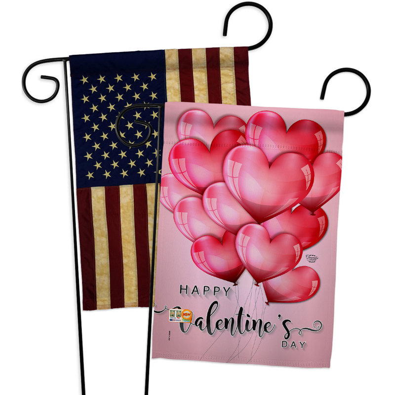 Drapeau de jardin Happy Love Ballons 2 côtés en polyester 1 pi 5 po x 1 pi 1 po