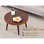 Table basse ronde de style moderne pour le salon, finition naturelle brun noisette, résistance à l'eau par moulage par aspiration, texture, support en métal noir pulvérisé, pieds réglables-837220482-837222271