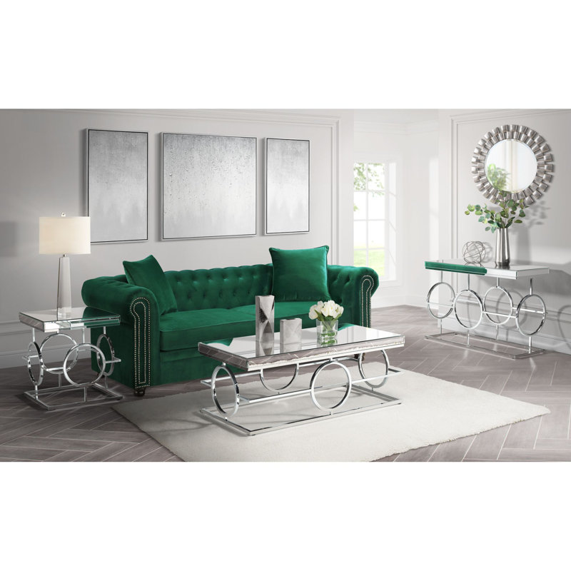 Mercer41 Zaiya Rectangle Mirrored Sofa Table